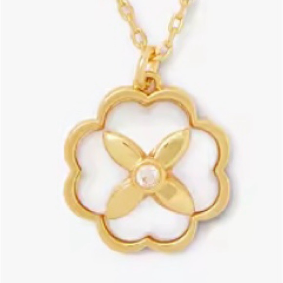 Kate Spade Gold and Cream Floral Pendant Necklace - Picture 3 of 4